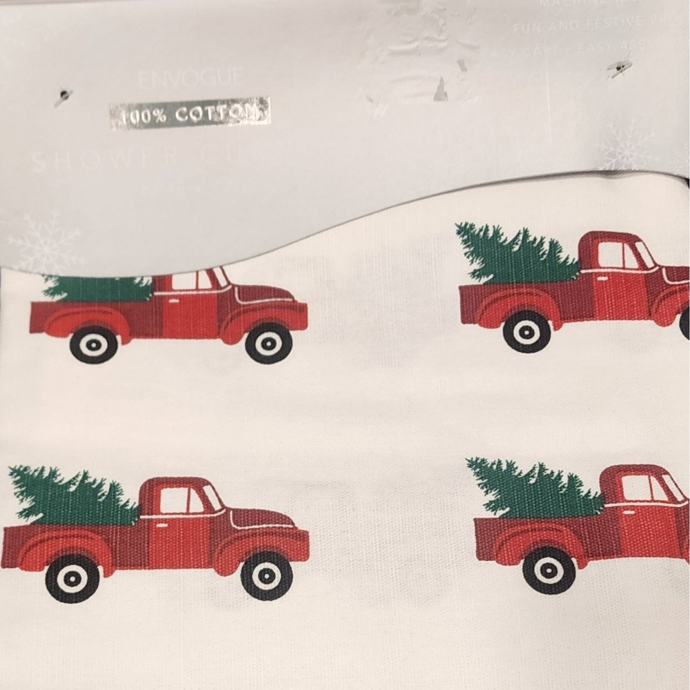 Envogue Christmas Red Truck Shower‎ Curtain Holiday Decor 72 x 72